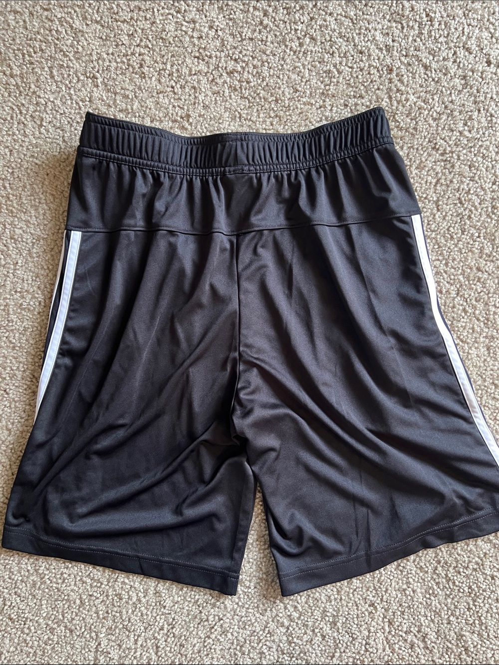 adidas Men's Black Athletic Shorts with White Stripes - Picture 2 of 6